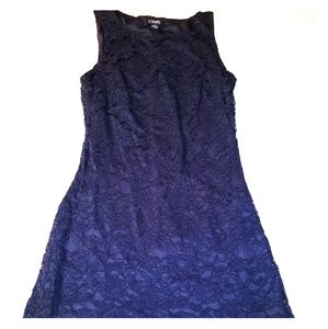 Chaps size 4 Navy Blue lace dress with navy liner.